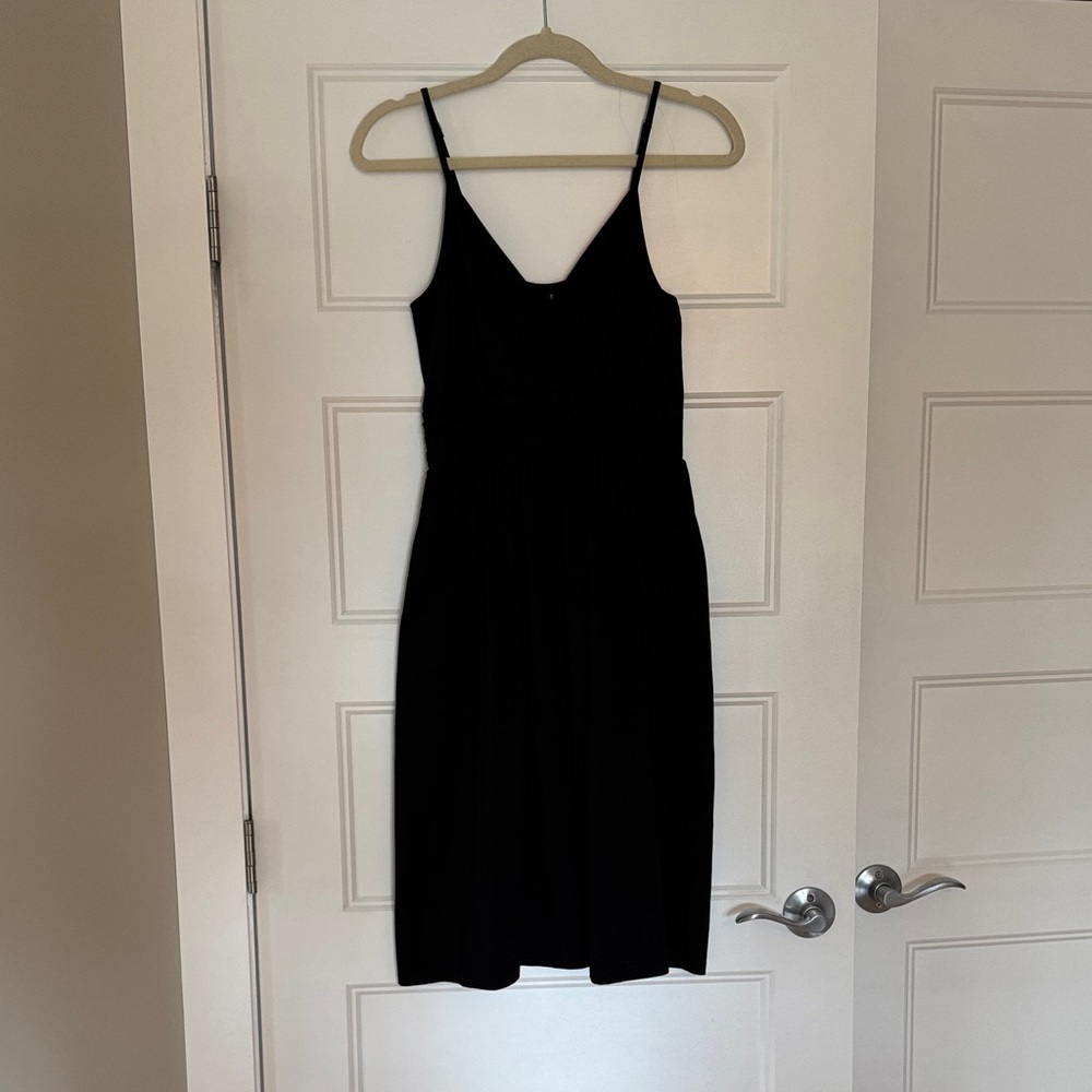 Wrap-front Black Sleeveless Midi Dress *NWOT*